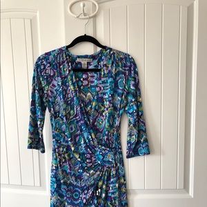 AA Studio faux multi-color wrap dress